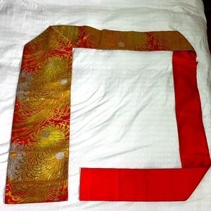 Elegant Orange and Gold Obi Sash, vintage